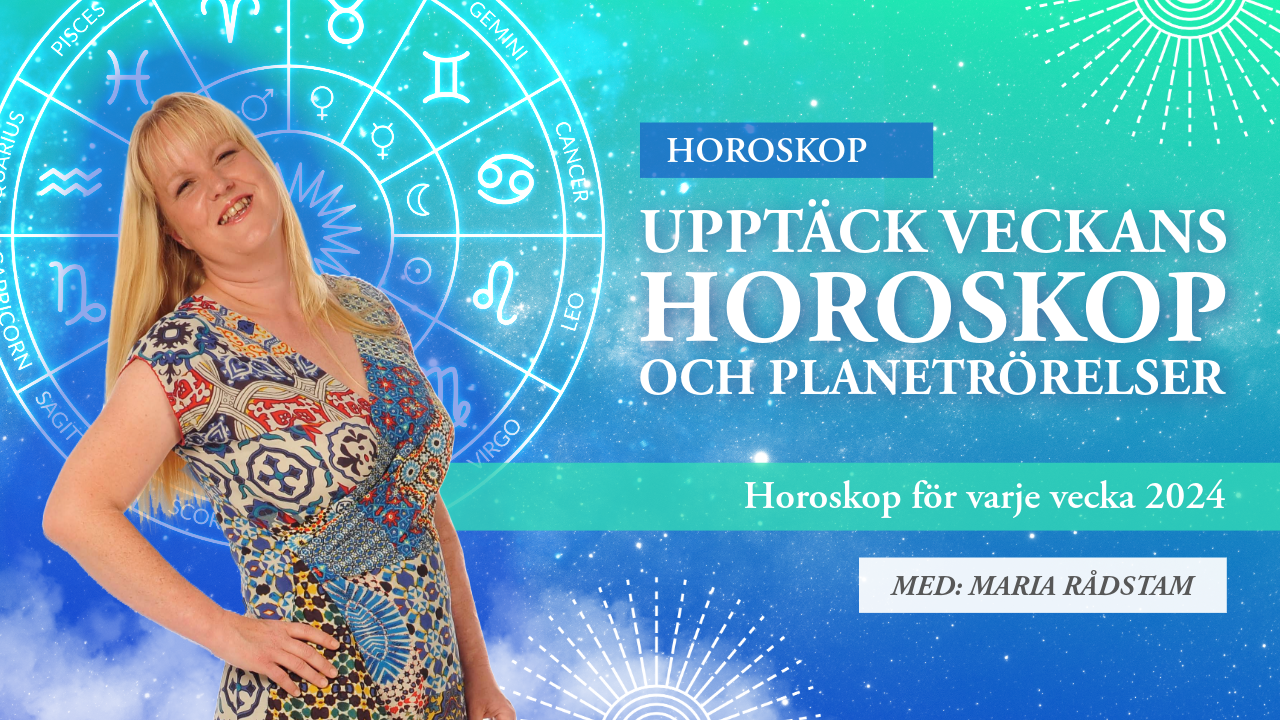 Översiktsbild med veckans horoskop och författaren Maria Rådstam